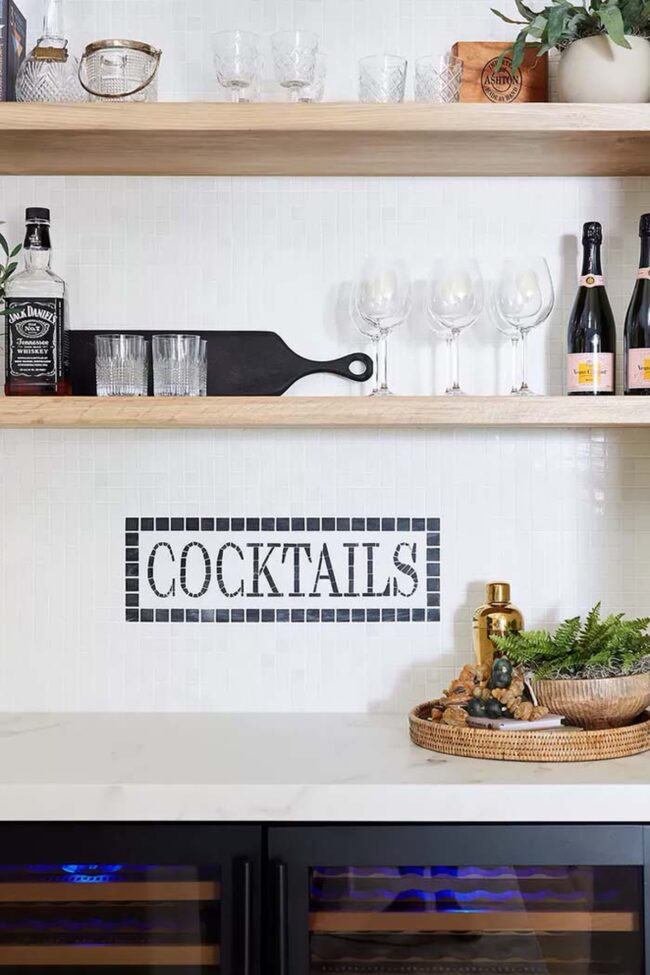 Black "Cheers" Mosaic Kitchen Canvas